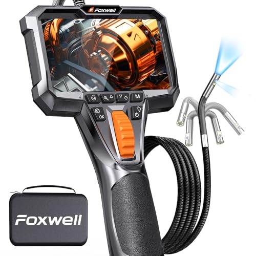 FOXWELL Dual Lens Two-Way Articulating Borescope, 1080P Endoscope Camera - size: 5.3FT