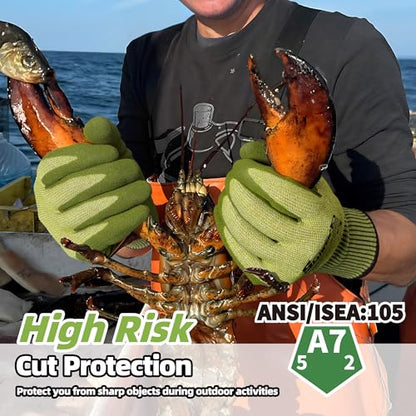 Schwer 2 Pairs A7 Cut Resistant Fishing Gloves, Touchscreen, CR3009, XL - color: Army Green, size: X-Large