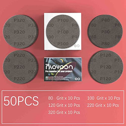 5 Inch Sanding Mesh | Micro Mesh Hook and Loop Sanding Discs | Dust Free Net Sandpaper | 50 Pack Assortment 80 | 100 | 120 | 220 | 320 Grit | Wet and Dry Sanding Screen | Anti-clog/Last Longer - style: Assortment