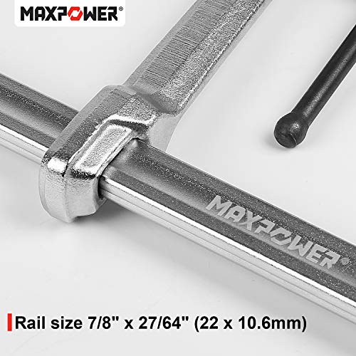 MAXPOWER 2-Pcs 12-inch F Clamp, 4-3/4" Throat, Forged Full Steel Bar Clamp - size: 12" (2-Pc)