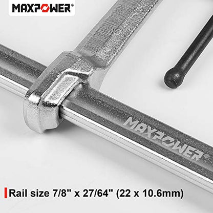 MAXPOWER 2-Pcs 12-inch F Clamp, 4-3/4" Throat, Forged Full Steel Bar Clamp - size: 12" (2-Pc)