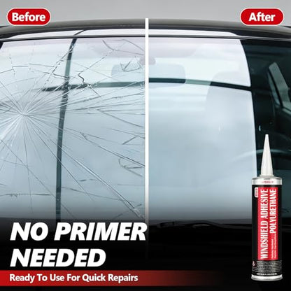 [6 Pack] Polyurethane Windshield Adhesive, Windshield Sealant Black - High Bond Strength, Quick Curing & Weather Resistant Automotive Glass Glue for Vertical & Overhead Application, 310ml - size: 6P