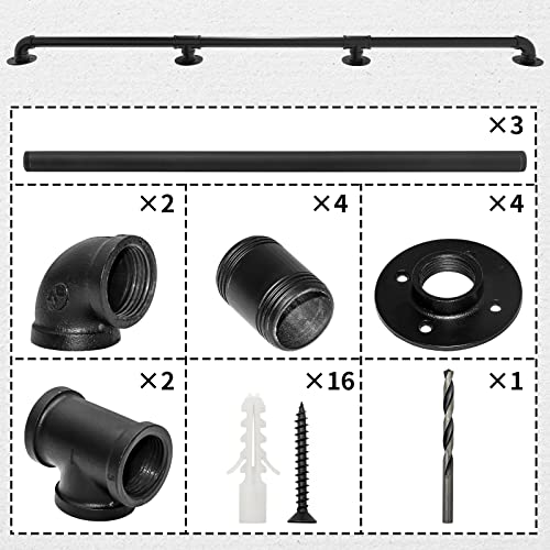 Pipe Stair Handrail 11.5FT/350CM,Industrial Staircase Railing - size: 11.5 Feet