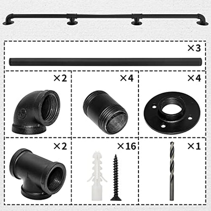 Pipe Stair Handrail 11.5FT/350CM,Industrial Staircase Railing - size: 11.5 Feet