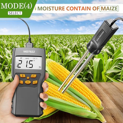 Grain Moisture Meter Precise & Fast Measurements Grain Moisture Tester with Probe, Moisture Meter Probe for Mazie, Wheat, Corn, Paddy and Rice