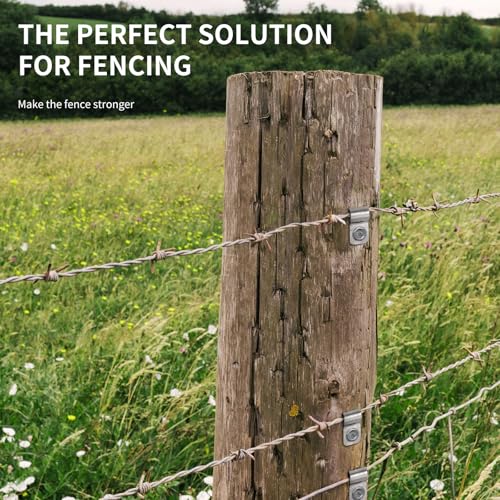 200 Fence Wire Clamps Agricultural Fencing Mounting Clips, Stainless Steel Wire Clips with Screws for Welded Wire to Wood, Metal or Vinyl Fence, Metallic