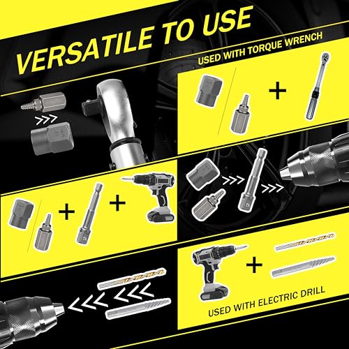 39 Pcs Screw Extractor and Left Hand Drill Bits Set, Easy Out Screw Extractor Set with Reverse Drill Bits, Multi-Spline Extractors for Removing Broken Bolts and Stripped Screws - size: 39 PCS SES