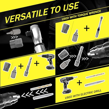 39 Pcs Screw Extractor and Left Hand Drill Bits Set, Easy Out Screw Extractor Set with Reverse Drill Bits, Multi-Spline Extractors for Removing Broken Bolts and Stripped Screws - size: 39 PCS SES
