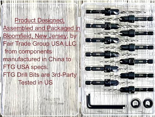 FTG USA 12 Pc Set (4 Each #4#6#8) Tapered Countersink Drill Bit Hex Shank - size: #4#6#8, style: Same Sort 4 Pc