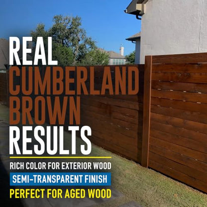 Wood Defender Semi-Transparent Fence Stain and Seal, Cumberland Brown, 5Gal - color: Cumberland Brown, size: 5 Gallon