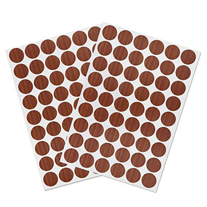 Self-Adhesive Screw Hole Stickers PVC Cover Caps Dustproof for Wooden Furniture Cabinet 21mm 2 Sheets/108 Pcs Red Walnut - color: Red Walnut
