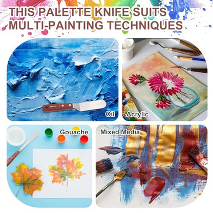 MECCANIXITY Pack of 1 Palette Knife No.30, 8.2" Long Palette Knives with Stainless Steel Flexible Spatula Pallet Knife and Wood Handle for Scraping, Mixing, Oil Acrylic Painting Canvas - style: No.30