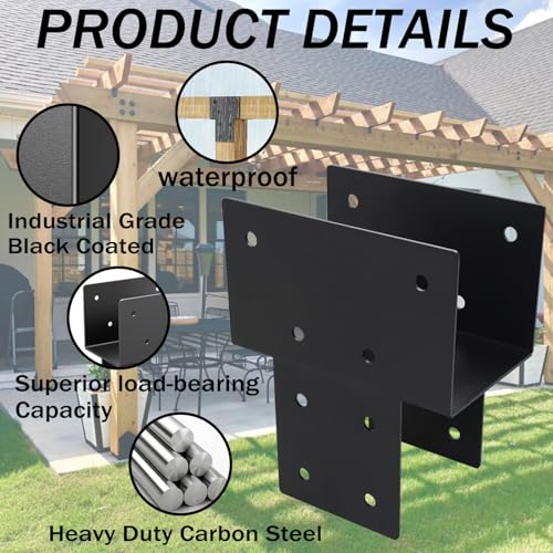 2 Pack Post Cap Tie Brackets - Heavy Duty Tie Rod Brackets for 4"x4"(Actual 3.5"x3.5") Wood Posts to Beam Connections Wood Post Tie Bracket - size: 4"*4", style: 2 Pack