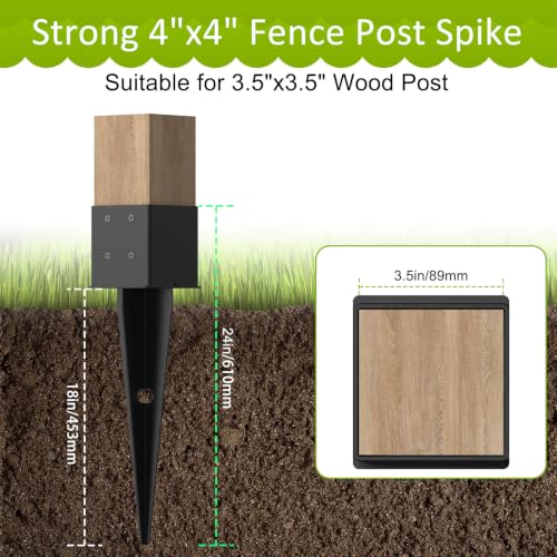 2 Pack 4x4 Fence Post Anchor Ground Spike Metal Post Base - size: 2 Pcs
