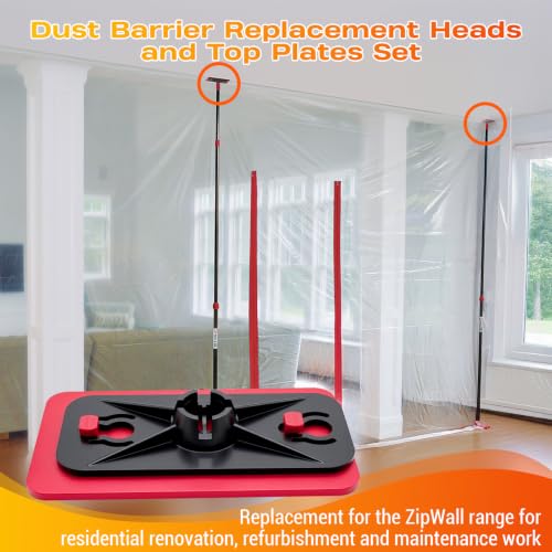 Dust Barrier Replacement Heads and Top Plates Set Fit for Zipwall HS1