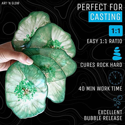 Crystal Clear Epoxy Resin 1 Gallon - Food Safe, UV Resistant, Bubble Free - size: 1 Gallon