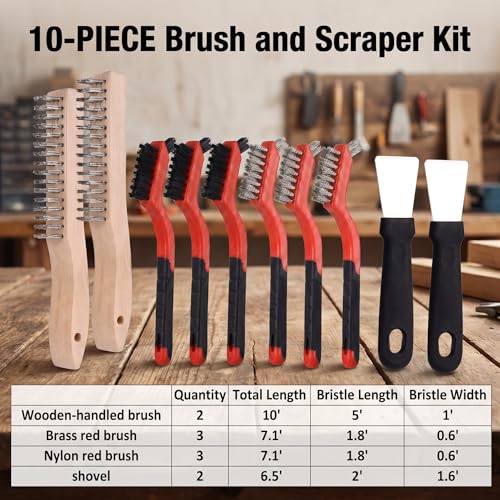 Wire Brush Set for Cleaning, 10-Piece Wire Brush for Rust Paint Removal - size: 10Pcs
