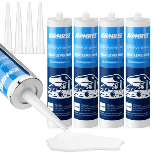 Kohree RV Roof Sealant 4 Pack, Self-Leveling Lap Sealant White