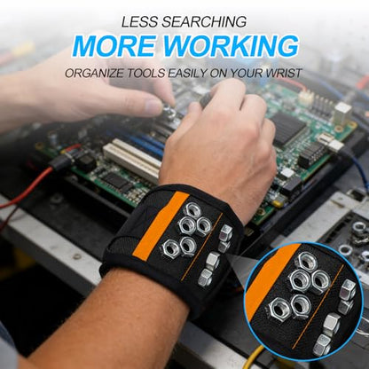 Premium Magnetic Wristband for Tools, Adjustable Wrist Tool Belt for Holding Screws, Nails, Drill Bits, Essential Gift for Men, Handyman, Dad, Husband, Father’s Day, Ideas - color: Black