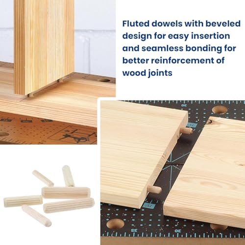200 Pcs Wooden Dowel Pins Assorted Sizes, 1/4" 3/8" 5/16"