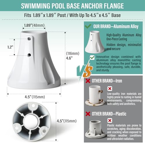 1 7/8" Pool Ladder Flange, Cast Aluminum Pool Deck Anchor Flange, 2 Pack - size: 1 7/8''