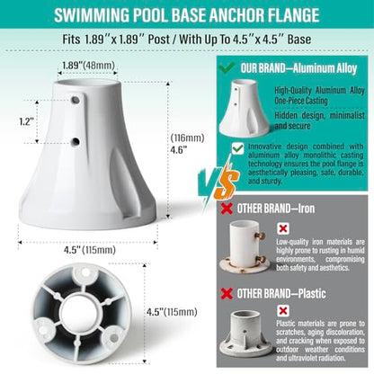 1 7/8" Pool Ladder Flange, Cast Aluminum Pool Deck Anchor Flange, 2 Pack - size: 1 7/8''