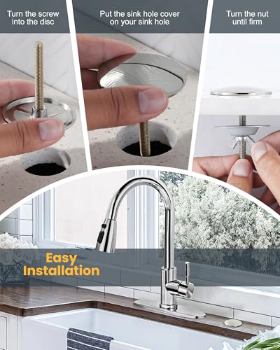 Kitchen Sink Hole Cover, Faucet Hole Cover for Kitchen Sink, Tap Hole Plate Stopper Cover Blanking Brass Metal Plug, Polished Nickel - color: Polished Nickel
