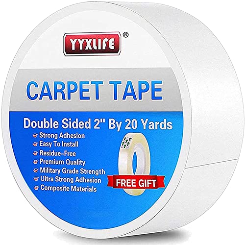 YYXLIFE Double Sided Carpet Tape for Area Rugs, Hardwood Floors, 2" x20YD - size: 2Inch x 20 Yards