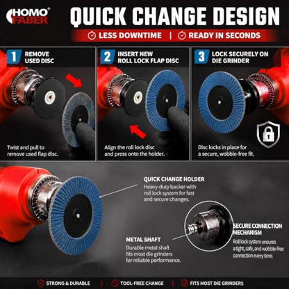 HOMO FABER 50Pcs Die Grinder Sanding Discs, 3 Inch Flap Discs Roll Lock - size: 3 Inch