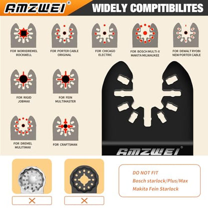 AMZWEI 100PCS Professional Multitool Blade Kits Metal, Wood Cutting