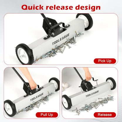 24" Rolling Magnetic Sweeper with Wheels, 50LB, 3Pcs Magnet Sweeper Set - size: 24-inch（50LBS)