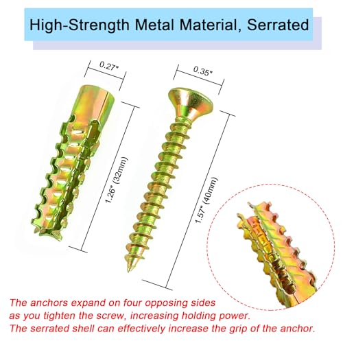 50Pack Hollow Wall Anchors with Screws, Loose Hinge Hole Repair Kits - size: 50 Pack