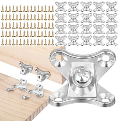 20 Pack L Bracket, Detachable Corner Brace, Heavy Duty Butterfly Metal Brackets with 80 Pcs Screws, Right Angle Support for Wood Furniture Cabinet Shelves Table Chair Bed, Silver