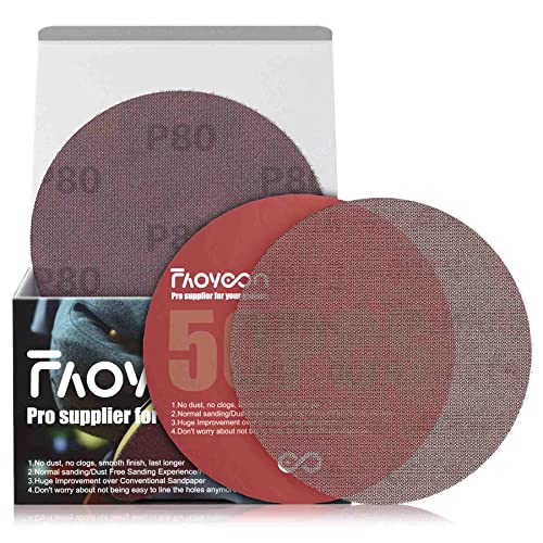 5 Inch Sanding Mesh | Micro Mesh Hook and Loop Sanding Discs | Dust Free Net Sandpaper | 50 Pack 80 Grit | Wet and Dry Sanding Screen | Anti-Clog and Last Longer - style: 80 Grit