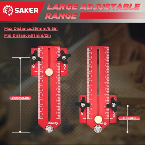 Saker Thin Rip Jig Table Saw Jig Guide, Making Repetitive Narrow Strip Cuts, Fit for 3/4" x 3/8" Slots, for Table Saw Band Saw Router Table(2PCS) - style: Red 2 Pack