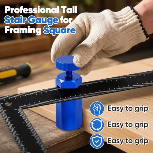 Tall Stair Gauges for Framing Square with Holder and Hook, Framing Square Jig for Speed Square and Circular Saw Guide, Stair Guides Perfect for Carpentry Squares (Red) - color: Red