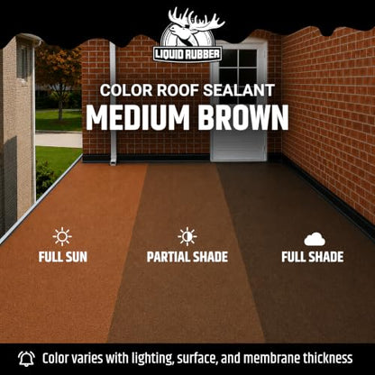 Liquid Rubber Color Roof Sealant - Flat & Metal, Medium Brown, 1 Quart - color: Medium Brown, size: 1 Quart