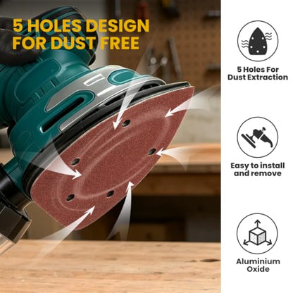 50 PCS Mouse Sander Sandpaper 5 Hole Hook and Loop Detail Sander Sandpaper 40 80 120 180 240 320 400 600 800 Grit Palm Sander Paper - style: 50 PCS 5 Hole 40-800 Grit