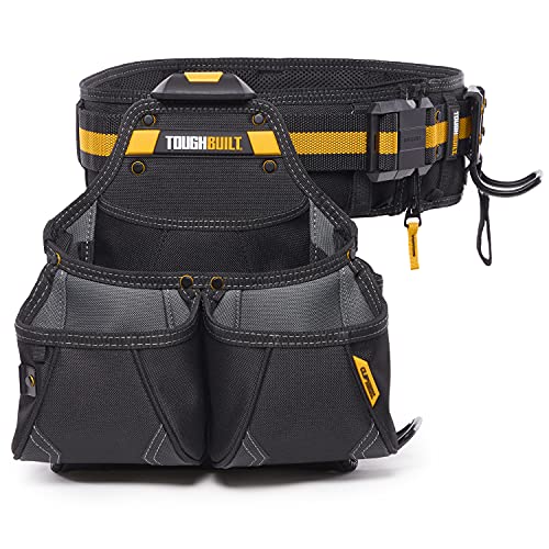ToughBuilt ClipTech Series – 3-Piece Pro Framer Tool Belt Set, ClipTech™ Modular System with 2 Professional Pouches and Padded Belt, 1680D Heavy-Duty Construction (TB-CT-102-3P) - size: Pro Framer Rig (3 Piece)