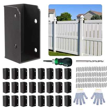 24Pcs Deck Railing Brackets, U-Shape 2x4 Concealed Hardware Kit, Rust-Proof Black