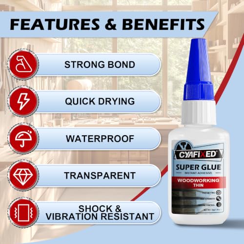 Super Thin CA Glue 30g, Professional Instant Super Glue for Woodworking - size: 1 oz