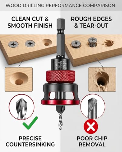 7PCS Countersink Drill Bit Set with Adjustable Depth Stop Collar