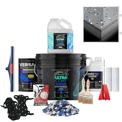 Spartan Epoxies Complete Epoxy Floor Kit, 300-400 ft², Gray/Orbit Flake - size: 300-400 ft², style: Medium Gray with Orbit Flake