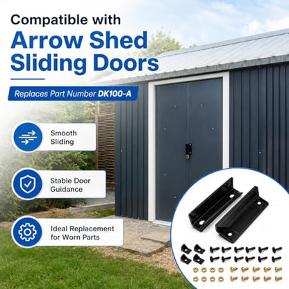 Shed Door Handle & Hardware Kit for Arrow Sheds, DK100-A Slides & Guides - color: Black