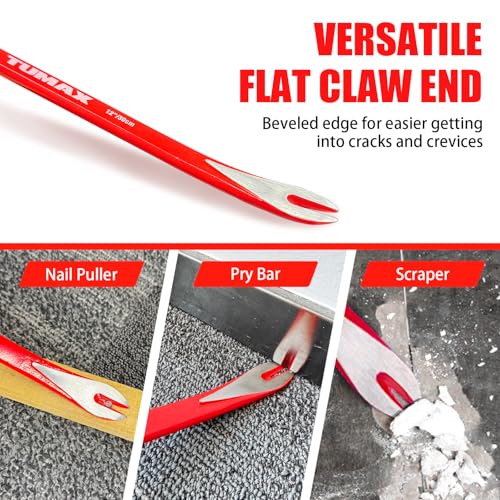 2-Pcs Nail Puller Set, 12" Pry Bar, 8" Mini Crowbar with Nail Remover - size: 12" and 8"-R