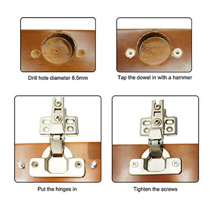 Plastic Hinge Dowel Inserts with Screws 100 Pack