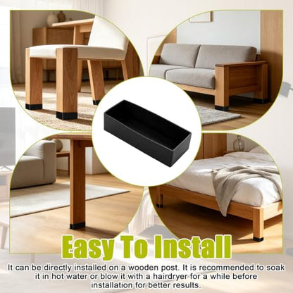 Gosknor 4pcs 2x4 Wood Post End Caps, Rectangle Silicone Leg Covers(Black)