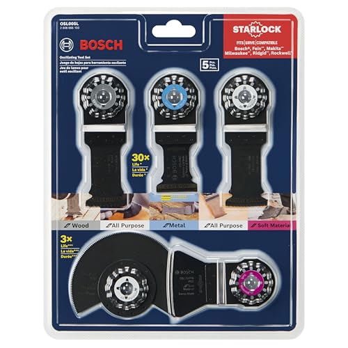 BOSCH OSL005L 5 pc. Starlock® Oscillating Multi-Tool Carbide Cutting Accessory Blade Set - style: 5-Piece Set