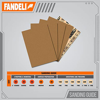 Fandeli Multi-Purpose Sandpaper - 220 Grit, 50 Sheets of 9'' x 11'', Ideal for Metal and Wood, Hand Sanding and Orbital Sanders - style: 220 grit
