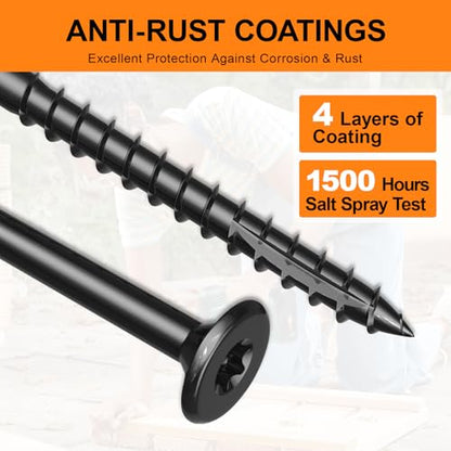 #8 x 2” Deck Screws, 100Pcs Star Drive Wood Screws - color: Black, size: 2 Inch